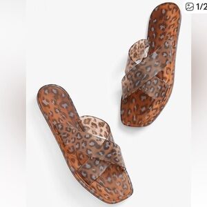 Maurices Brown Leopard Slide Sandals